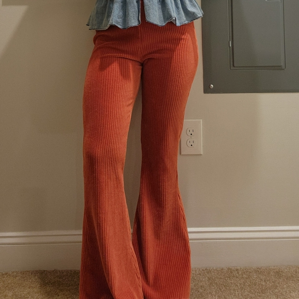 Aerie Terracotta Ribbed Flare Leggings